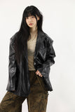 Antique snap crack leather jacket