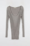 Oat Slim Deep U-Neck Knit