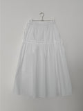 Ribbon shirring flare long skirt