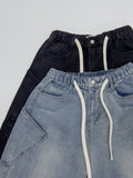[unisex] Pocket banding balloon wide denim