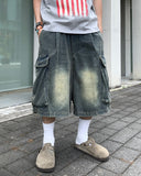 Sand Washed Bermuda Cargo Denim