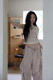 Soi mesh shirring sleeveless