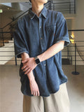 Loose Patch Washed Half Shirt