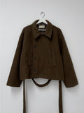 [wool70%] Barnett Wool Belted Short Coat