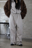 Lining mink fur) Ponpo easy banding pants
