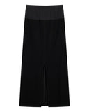 LEATHER STRING TERRY LONG SKIRT