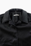 Arco button leather long jacket