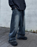 Crack Washed Tin Blue Denim