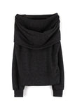 Hood hole off-shoulder knit