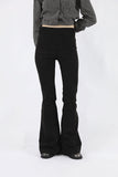 Suede slim bootcut pants