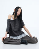 HOTFIX ONE-SHOULDER UNBALANCE T-SHIRT