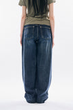 Calico raw wide denim pants