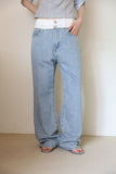 Double white layered denim