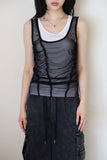 Double mesh shirring sleeveless