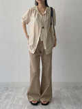Tassel See-Through Long Short Sleeve Blouse