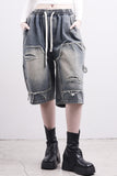 (Unisex) Mare Half Damage Denim Pants