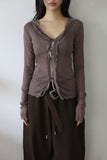 Shiny see-through frill cardigan