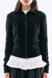 Elixir high-neck shirring zip-up