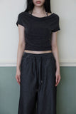 Off-Layer Shirring Halter Top