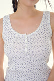 Flower waffle henley sleeveless