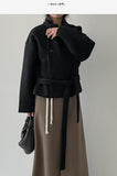 [wool70%] Barnett Wool Belted Short Coat