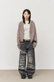 (W) Moon Pigment Waffled Zip Hoodie