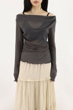 See-through rough drape tee