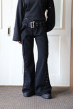 Rivet belt bootcut pants