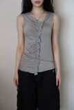 Hash ruffle shirring sleeveless