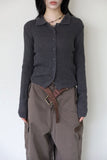Rib mohair collar cardigan