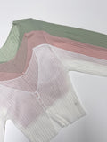 Oboe V-neck See-through Crop Cardigan