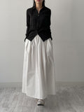 Block High Neck See-Through Blouse
