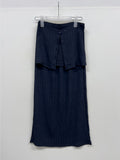 [Wrap set] Pleated H-line long skirt