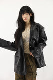 Antique snap crack leather jacket