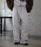 Lining mink fur) Ponpo easy banding pants