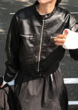 LEATHER BIKE BUTTON JACKET