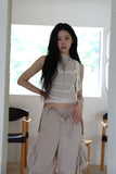 Soi mesh shirring sleeveless