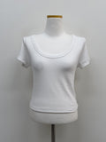 Rib Deep U-neck Short Sleeve T-Shirt