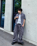 Belted Dyeing Cargo Pocket Pants