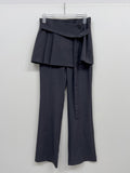 [Skirt SET] Grid pin tuck boot cut slacks