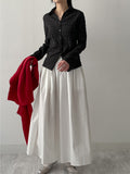 Block High Neck See-Through Blouse
