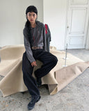 GRAPHIC LEATHER STRING TERRY HOODIE