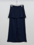 [Wrap set] Pleated H-line long skirt