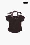Ciel eyelet halter crop t-shirt