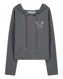 GRAPHIC LEATHER STRING TERRY HOODIE