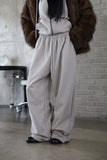 Lining mink fur) Ponpo easy banding pants