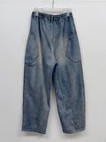 [unisex] Pocket banding balloon wide denim