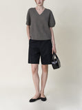 [Premium] Whole Garment Modern V-neck Short Sleeve Knit