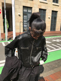 LEATHER BIKE BUTTON JACKET