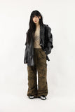 Antique snap crack leather jacket